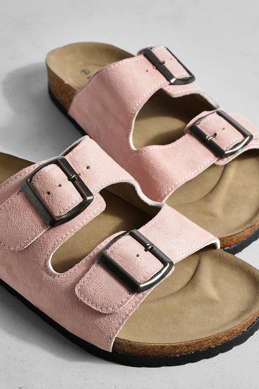 Wide Width Double Buckle Footbed Slider boohoo